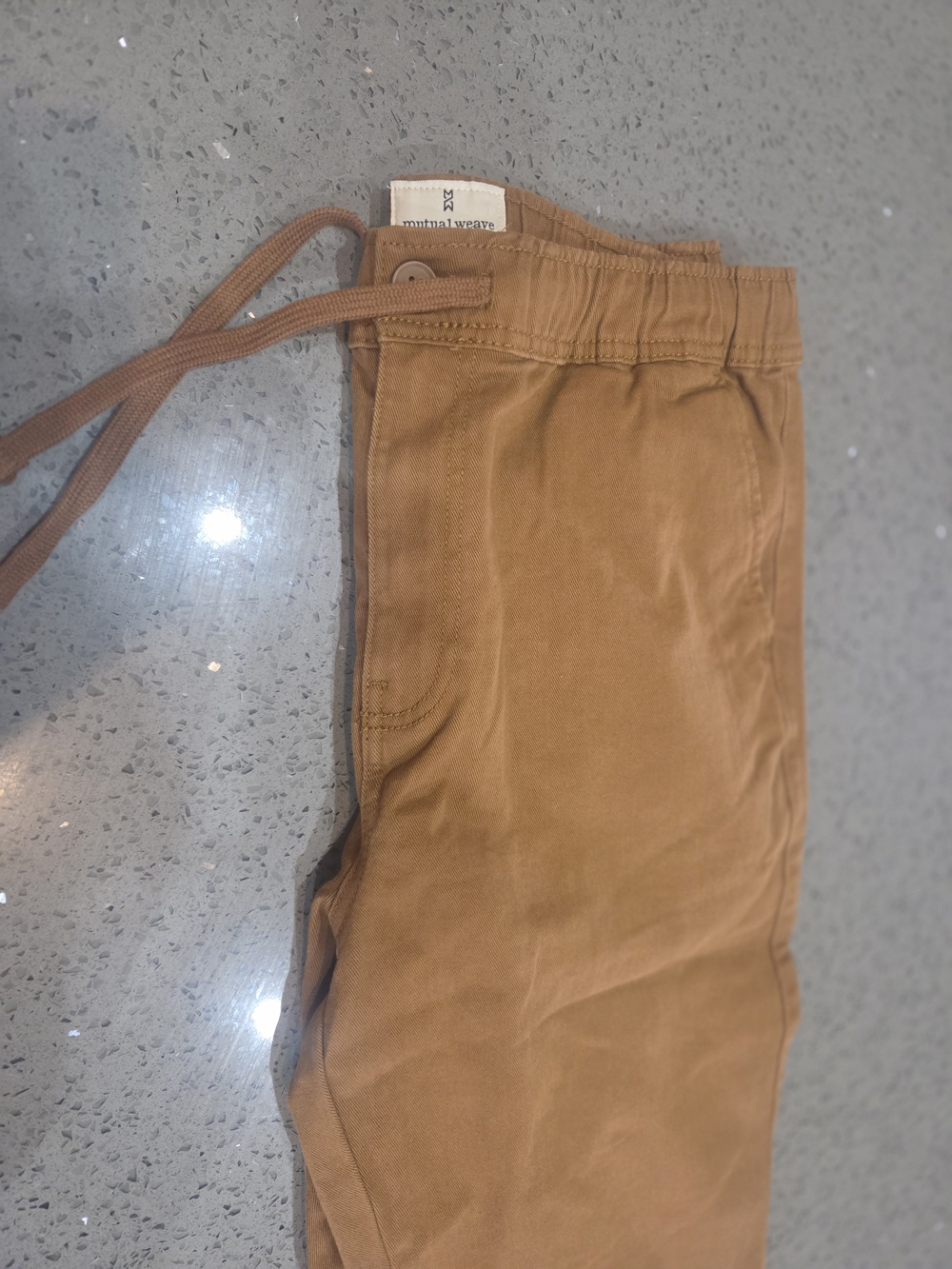 Button-Front Drawstring Chinos - Brown - Picture 5 of 7